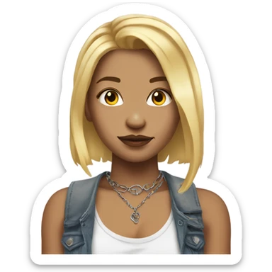 Girl with shoulder length blonde hair and neck and shoulder tattoos with septum piercing  sticker