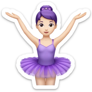ballerina with purple tutu arms raised sticker