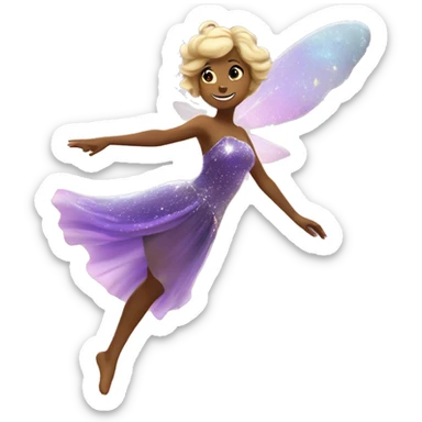 A dancing fairy emoji leaving a sparkling trail of stardust sticker
