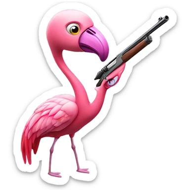 Flamingo shooting a shotgun sticker