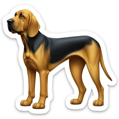 Good blue and yellow standing upright begging bloodhound  sticker