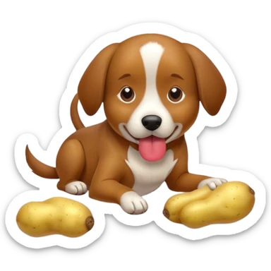 Cão comendo batata sticker