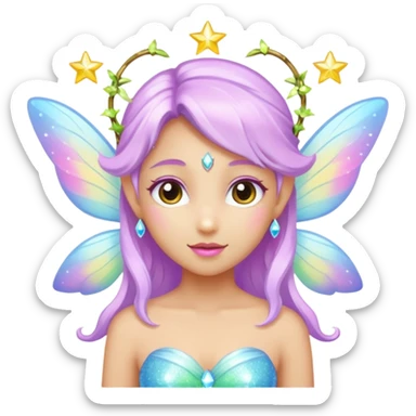 Earthreal sparkly angelic mystical magical shiny pretty Fairy . White and hot pink and light blue and lavender and light green and light yellow  sticker