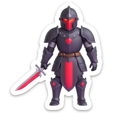 black-armored knight with glowing red eyes, mysterious and powerful sticker