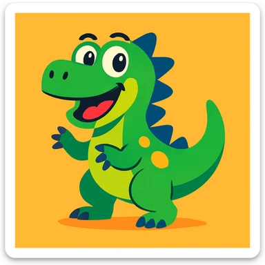 funny dinosaur, vibrant toon style sticker