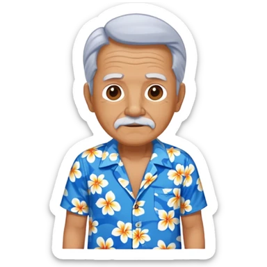 old man in blue  hawaiian shirt blue short sticker