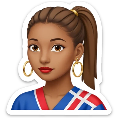 A brown skin girl with a slick ponytail and edges with a Dominican flag sticker