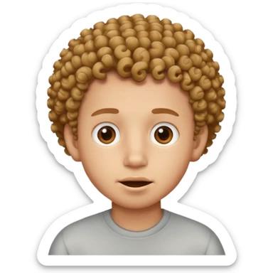 Boy with with light skin curly low taper face brown eyes funny face sticker