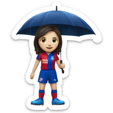  White Lady with dark hair Crystal palace football supporter in the rain sticker