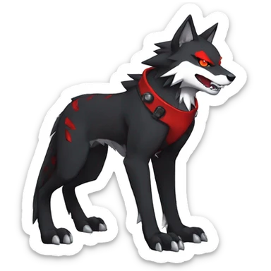  Cool Edgy Black Red Digimon-Fakemon-Wolf full body sticker