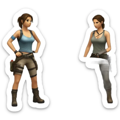 Lara Croft qui fait du ping pong avc Nathan Drake sticker