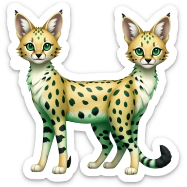 Kawaii Cute Edgy Black Green White ethereal Serval-Fionbri-Vernid full body sticker