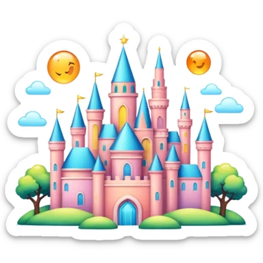 Magical colorful shiny glossy pastel city  sticker