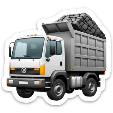 Camión volquete en 2d, en blanco y negro y descargando la carga sticker