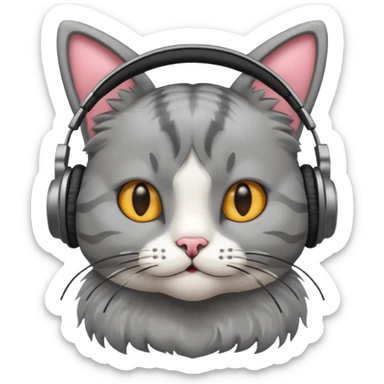 Kulaklıklı kedi sticker