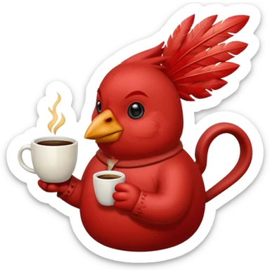 cardinal a cup of coffee sticker
