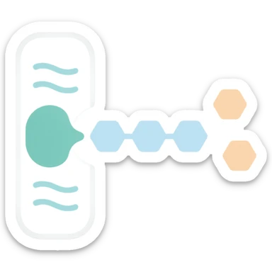 Ultra-detailed illustration of enzyme digestion: amylase breaking starch into sugars near a cell membrane. Clean white background, no text. Scientific but simple sticker