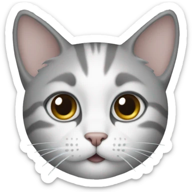 cat whose nose and the middle of its face are white and the rest of it is gray sticker