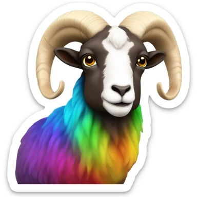 Ram with rainbow horns sticker