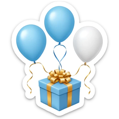 Make light blue and white balloons, and under the balloon strings, put gifts. sticker