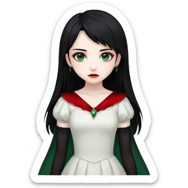 Beautiful ethereal Gorgeous Vampiric Edgy Anime Lady With Black red White green  sticker
