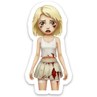 zombie blonde girl with white skirt sticker