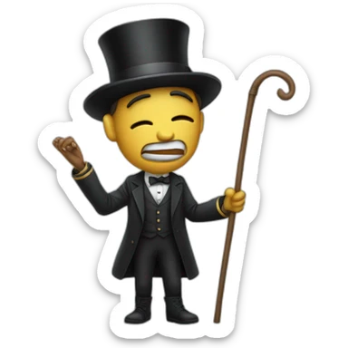 Trey with top hat and cane crying sticker