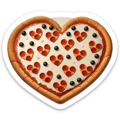 pizza in the shape of a broken heart for Valentine's Day sticker