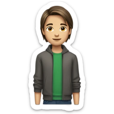 13 year-old boy with a middle part and brown, straight hair sticker