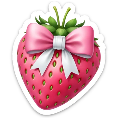 pink strawberry with bow sticker