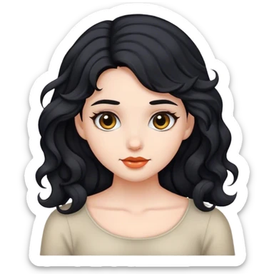 Has un emoji de una niña con el cabello negro y ondulado y piel blanca  sticker