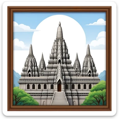 Prambanan Temple Landmark Emoji – Showcasing its towering Hindu temple spires with intricate carvings. sticker