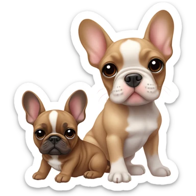 Baby brown & tan French bulldog with fawn French bulldog friends sticker
