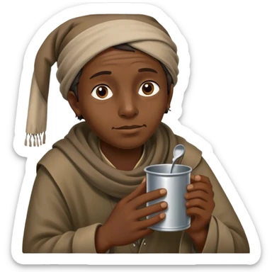 Beggar with tin cup  sticker