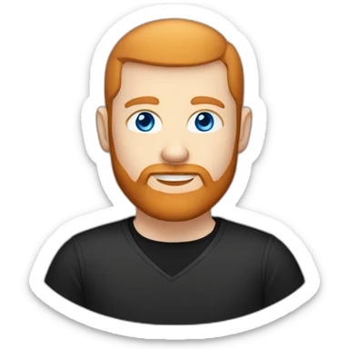 ginger-bearded-bald-programmer-head-no-glasses-blue-eyes-black-shirt sticker