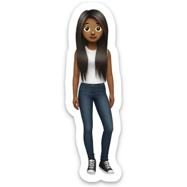 girl undercut with long hair sticker