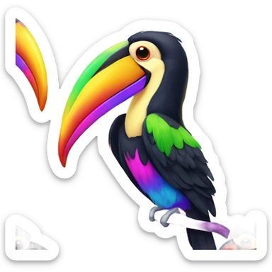 Lisa frank toucan with rainbow feathers sticker