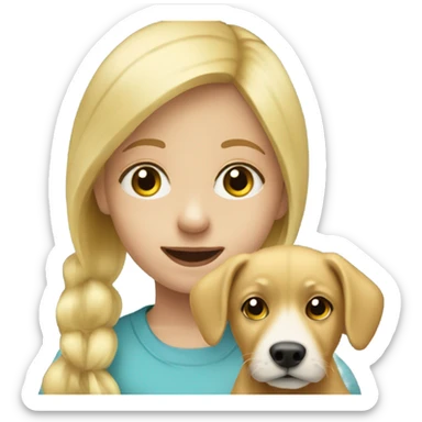 blond child with photo of dog sticker