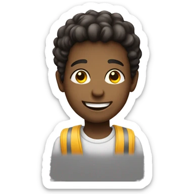 smiling boy by parked car sticker