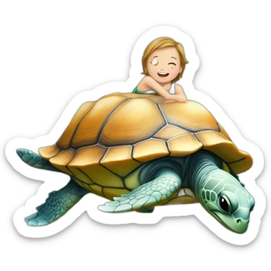 Dauphin sur le dos d'une tortue sticker