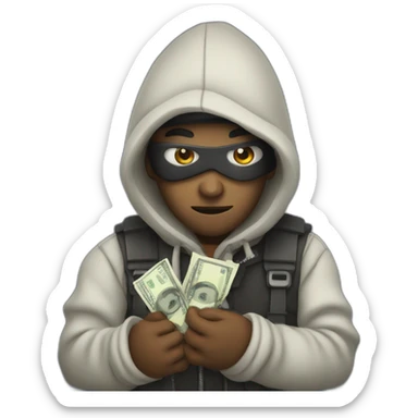 robber with a wad of money sticker