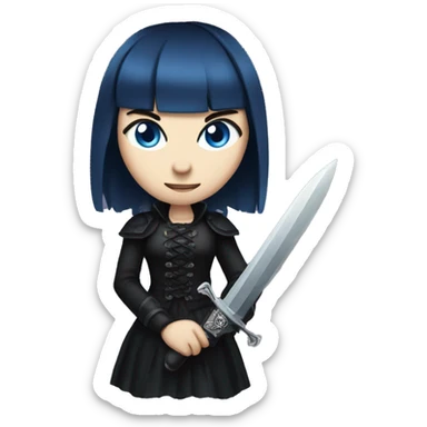 goth girl with blue eyes holding dagger sticker