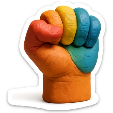a closed fist, claymation style, no text sticker
