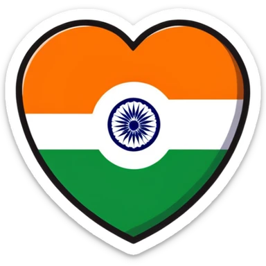 Indian flag in heart shape sticker