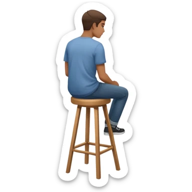 a person sitting on stool full back head turn

 sticker