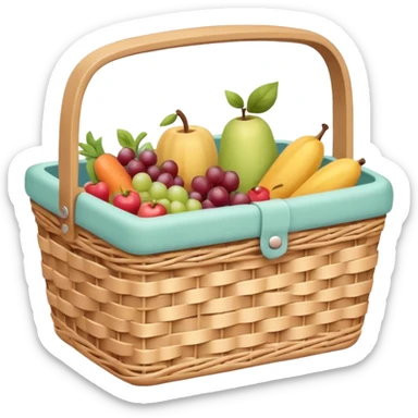 Pastel woven cute picnic basket sticker