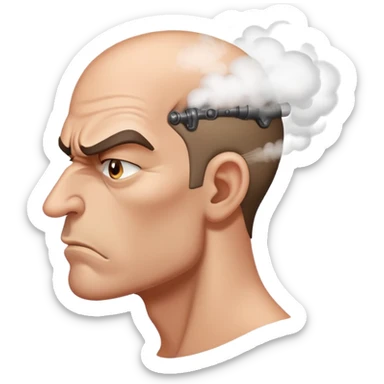 angry man with steam coming from nose in profile view sticker