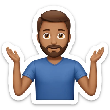 A man with brown hair and beard with his arms open waiting for a hug sticker