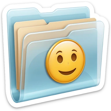 A **simple emoji-style icon** of a **transparent white plastic folder**, minimal and clean, with **rounded corners**, subtle translucency, soft shading, and a **small Concert arena symbol** on the front.
 sticker