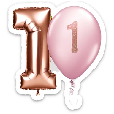 first birthday rose gold number ONE balloon  sticker